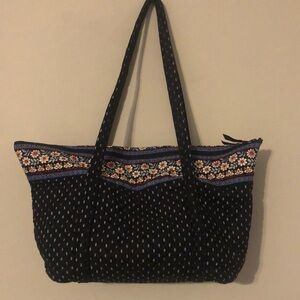 Vera Bradley Purse: Black Flowered Tote Bag